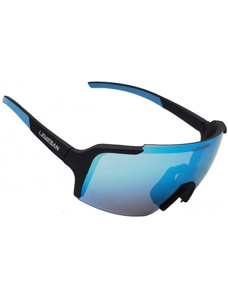 Round Polarized Sports Sunglasses Cycling Glasses Baseball Running Fishing Driving - 03black(lightbluelens) - CS18XON46MC $11.67