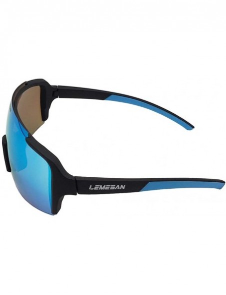 Round Polarized Sports Sunglasses Cycling Glasses Baseball Running Fishing Driving - 03black(lightbluelens) - CS18XON46MC $11.67