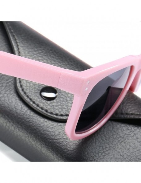 Square Square Sunglasses for Men Women TR90 Unbreakable - 100% UV Protection - Pastel Pink Frame/Polarized Grey Lens - CR18D2...