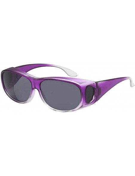 Shield The Bella Colorful Two Tone Ombre Fit Over OTG Oval Sunglasses - Cover Over Glasses - Purple - CO18ZQ5OL8Q $12.44