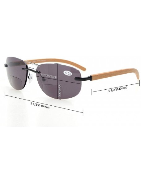 Round Rimless Bifocal Sunshine Readers for Men and Women in Wood Temple and Spring Hinges Gold/Brown Lens +3.0 - CY18Q35GLSX ...