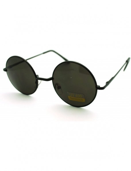 Round 70s Hippie Circle Lens Musician Groovy Wire Rim Sunglasses - Black - CY11HV9OAOV $10.47