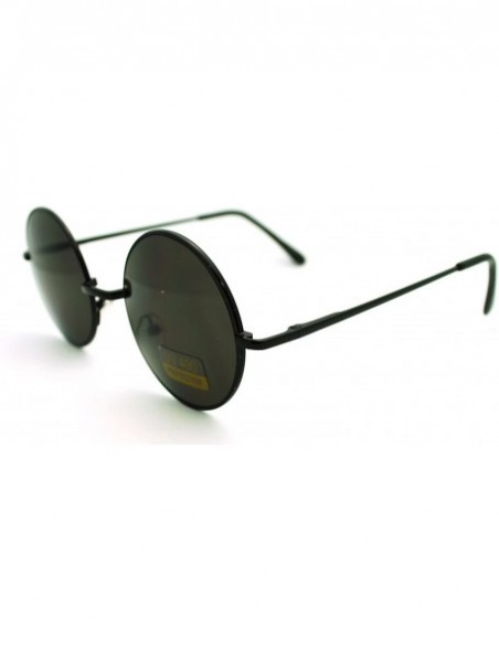 Round 70s Hippie Circle Lens Musician Groovy Wire Rim Sunglasses - Black - CY11HV9OAOV $10.47