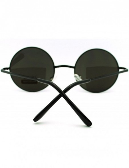 Round 70s Hippie Circle Lens Musician Groovy Wire Rim Sunglasses - Black - CY11HV9OAOV $10.47