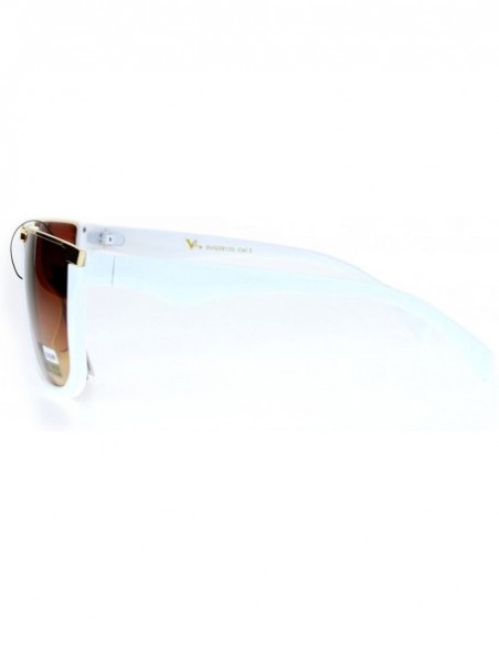 Rectangular Womens Flat Top Mob Rectangular Metal Bridge Diva Fashion Plastic Sunglasses - White Gold - CC12O175JFA $10.19