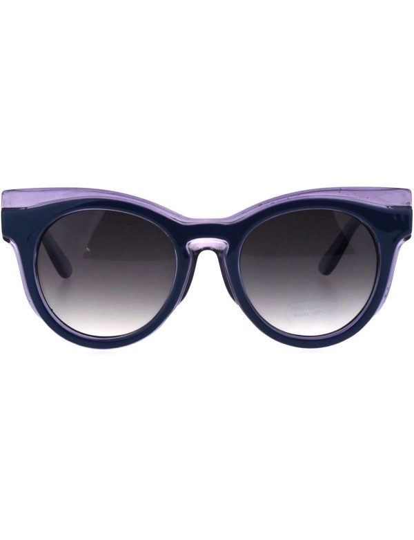 Cat Eye Womens Brow Diva Designer Cat Eye Round Plastic Retro Sunglasses - Blue Purple - CA185DRON3H $14.73