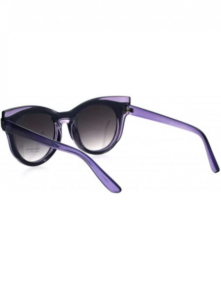 Cat Eye Womens Brow Diva Designer Cat Eye Round Plastic Retro Sunglasses - Blue Purple - CA185DRON3H $14.73