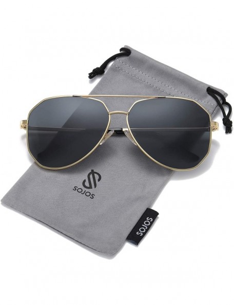 Oversized Polarized Oversized Aviator Sunglasses for Men and Women Mirrored Flat Lens UV400 SJ1921 - CI18Y445Q4T $14.51