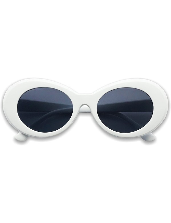 Oversized Colorful Oval Kurt Cobain Inspired Clout Goggles Mod Round Pop Fashion Nirvana Sunglasses - White - C217YZISHZX $12.45