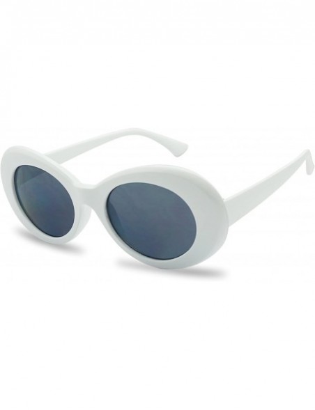 Oversized Colorful Oval Kurt Cobain Inspired Clout Goggles Mod Round Pop Fashion Nirvana Sunglasses - White - C217YZISHZX $12.45