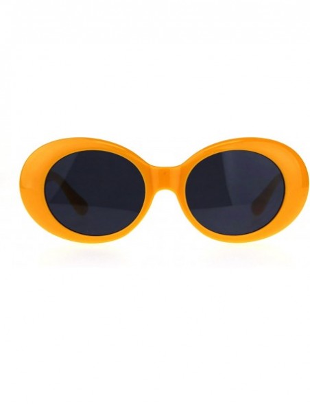 Oval Womens Mod Chic Retro Oval Round Plastic Sunglasses - Yellow - CW18C2TZ3RZ $8.60