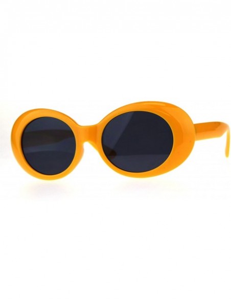 Oval Womens Mod Chic Retro Oval Round Plastic Sunglasses - Yellow - CW18C2TZ3RZ $8.60