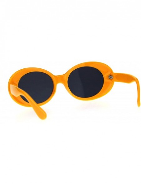 Oval Womens Mod Chic Retro Oval Round Plastic Sunglasses - Yellow - CW18C2TZ3RZ $8.60