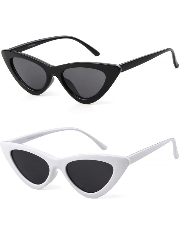 Goggle Cat Eye Sunglasses Vintage Mod Style Retro Kurt Cobain Sunglasses - Black+white - C518022038R $12.41