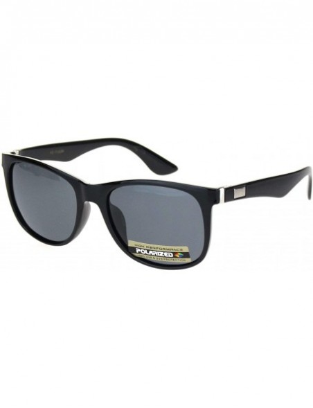 Rectangular Polarized Mens Elegant Mod Horn Rim Designer Fashion Sunglasses - Shiny Black - CB18OK0M3YC $15.18