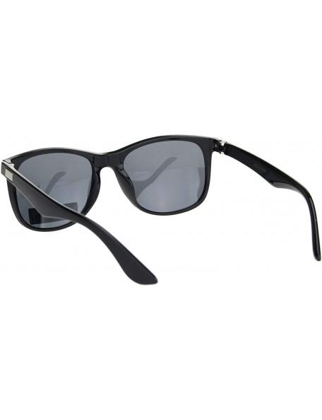 Rectangular Polarized Mens Elegant Mod Horn Rim Designer Fashion Sunglasses - Shiny Black - CB18OK0M3YC $15.18