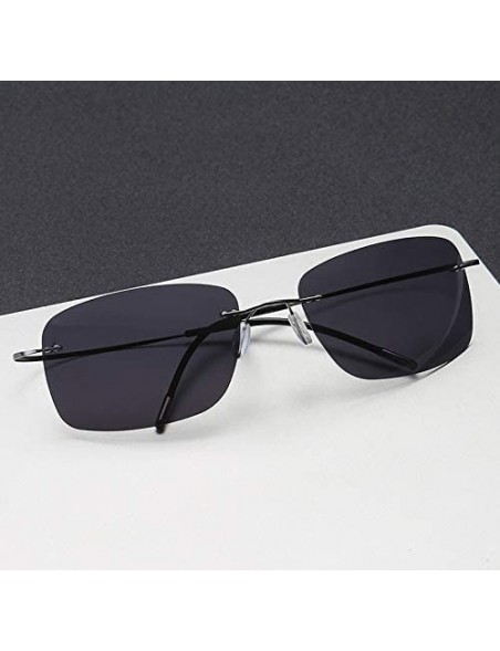 Goggle Rimless Square Titanium Sunglasses Men Ultralight Driving Design Sun Glasses - C12 - C518Y7G2Y6K $26.80