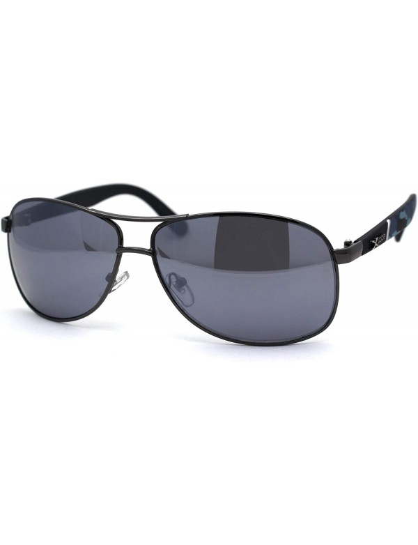 Sport Mens Camouflage Arm Narrow Rectangular Sport Pilot Sunglasses - Black Silver - C812HVJRGGZ $11.70