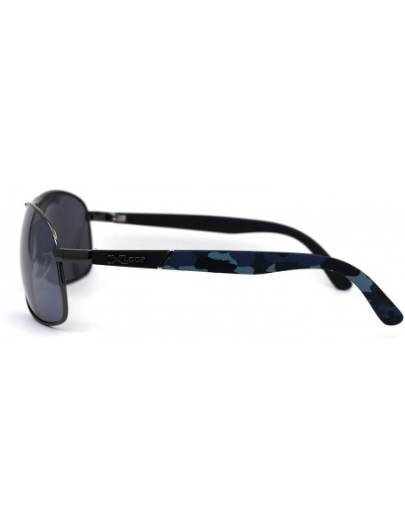 Sport Mens Camouflage Arm Narrow Rectangular Sport Pilot Sunglasses - Black Silver - C812HVJRGGZ $11.70