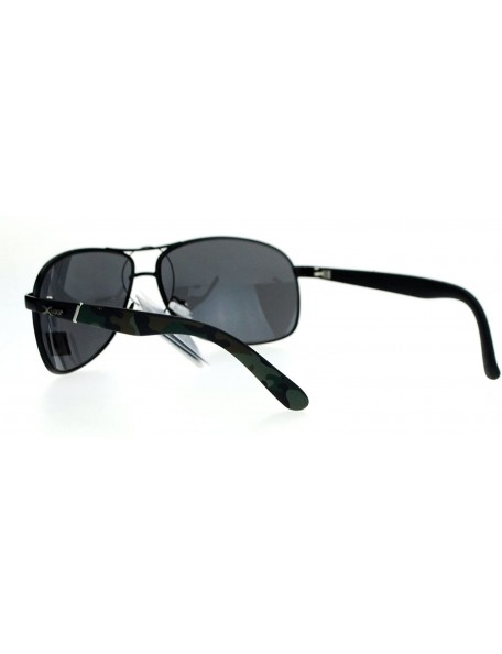 Sport Mens Camouflage Arm Narrow Rectangular Sport Pilot Sunglasses - Black Silver - C812HVJRGGZ $11.70