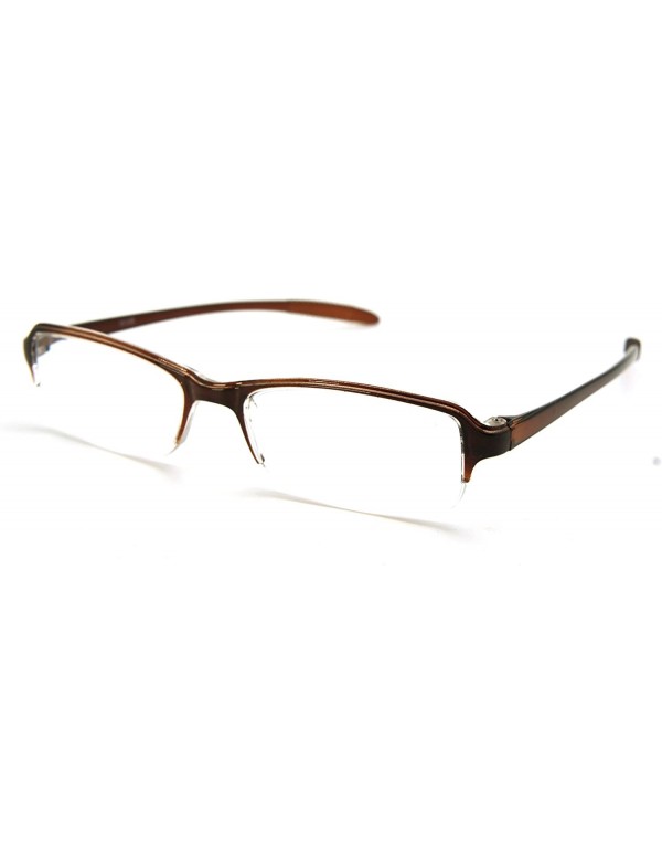 Rimless Super Lightweight Reading Glasses Free Pouch HalfRim - Brown Crystal Transparent - CR187S53O70 $15.25