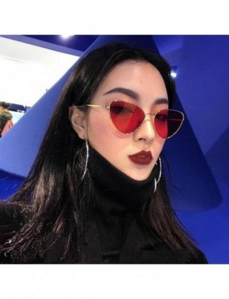 Cat Eye Sunglasses for Women Men-Metal Cat Eye Sunglasses Outdoor Casual Glasses - Red - CP18ESGUUZN $9.68