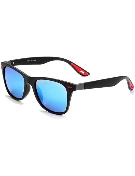 Round Men's Polarized Sunglasses Driving Square Frame Brand Designer Classic K0622 - Matteblack&blue - CF18SSAAEW8 $12.45