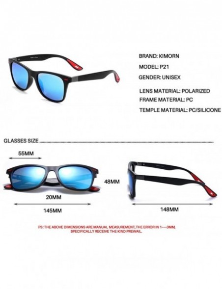 Round Men's Polarized Sunglasses Driving Square Frame Brand Designer Classic K0622 - Matteblack&blue - CF18SSAAEW8 $12.45