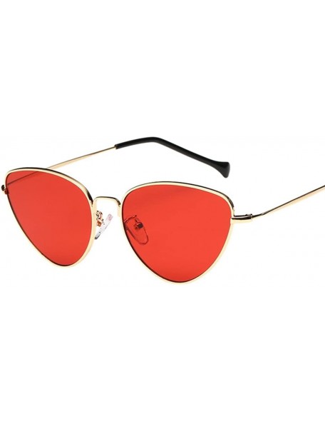 Cat Eye Sunglasses for Women Men-Metal Cat Eye Sunglasses Outdoor Casual Glasses - Red - CP18ESGUUZN $9.68